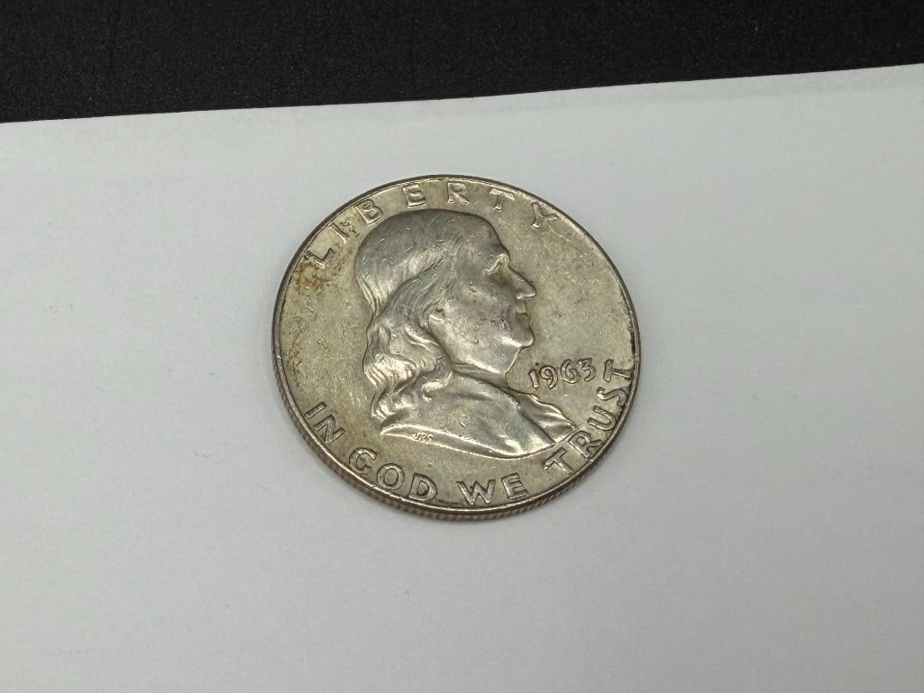 TWO 1963-D U.S. FRANKLIN SILVER HALF DOLLARS - 6