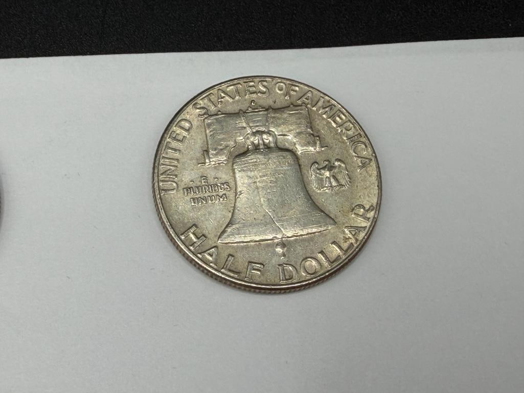 TWO 1963-D U.S. FRANKLIN SILVER HALF DOLLARS - 8