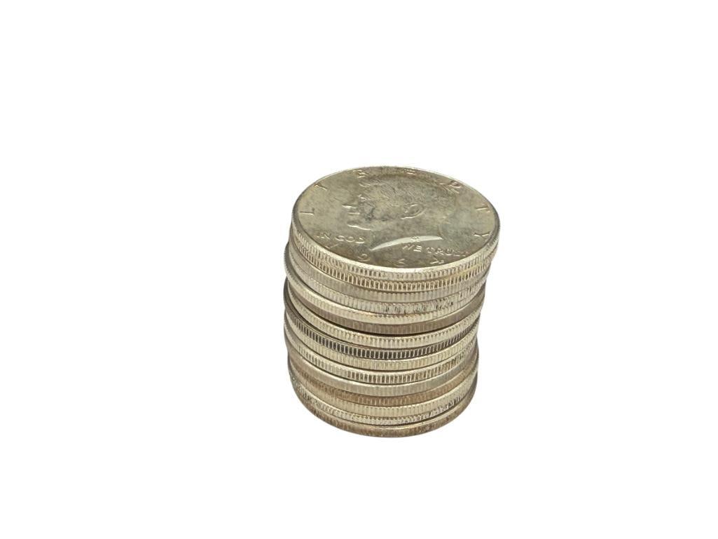 15 INCIRCULATED 1964 U.S. KENNEDY SILVER HALF DOLLARS: 90% SILVER