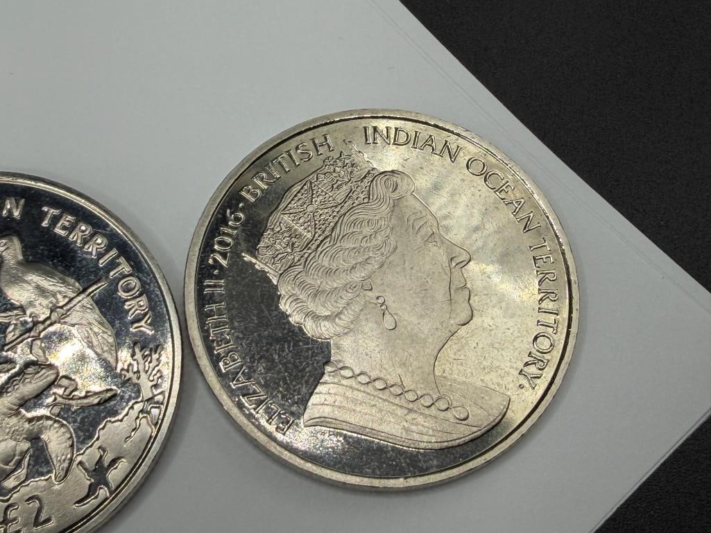 10 UNCIRCULATED 2016 BRITISH INDIAN OCEAN TERRITORY 2LB COINS - 5