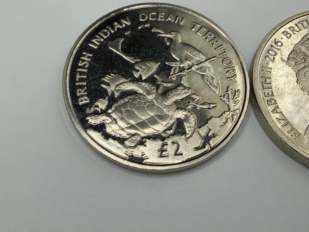 10 UNCIRCULATED 2016 BRITISH INDIAN OCEAN TERRITORY 2LB COINS - 7