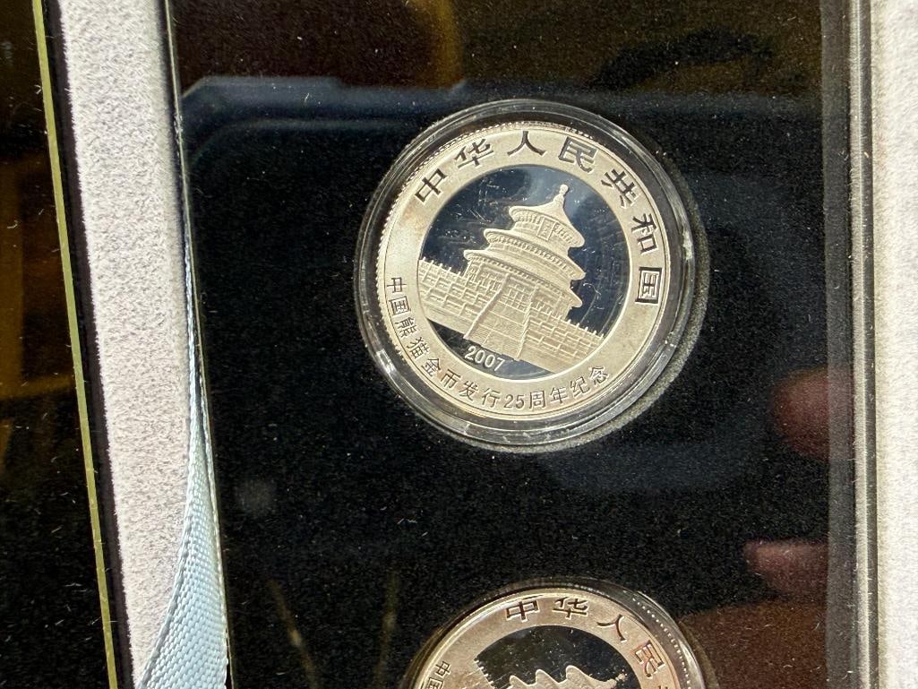 2007 ISSUE COMMEMORATIVE SILVER COIN SET OF THE 25TH ANNIVERSARY OF THE ISSUANCE CHINESE PANDA - 10