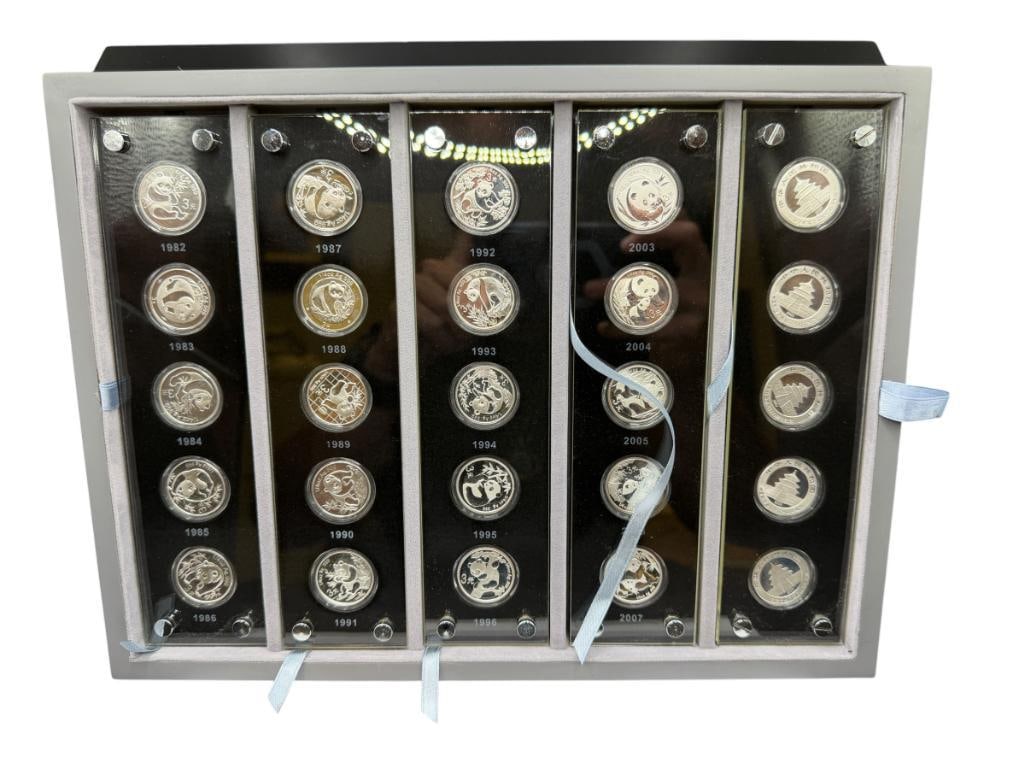 2007 ISSUE COMMEMORATIVE SILVER COIN SET OF THE 25TH ANNIVERSARY OF THE ISSUANCE CHINESE PANDA (1 of 12)