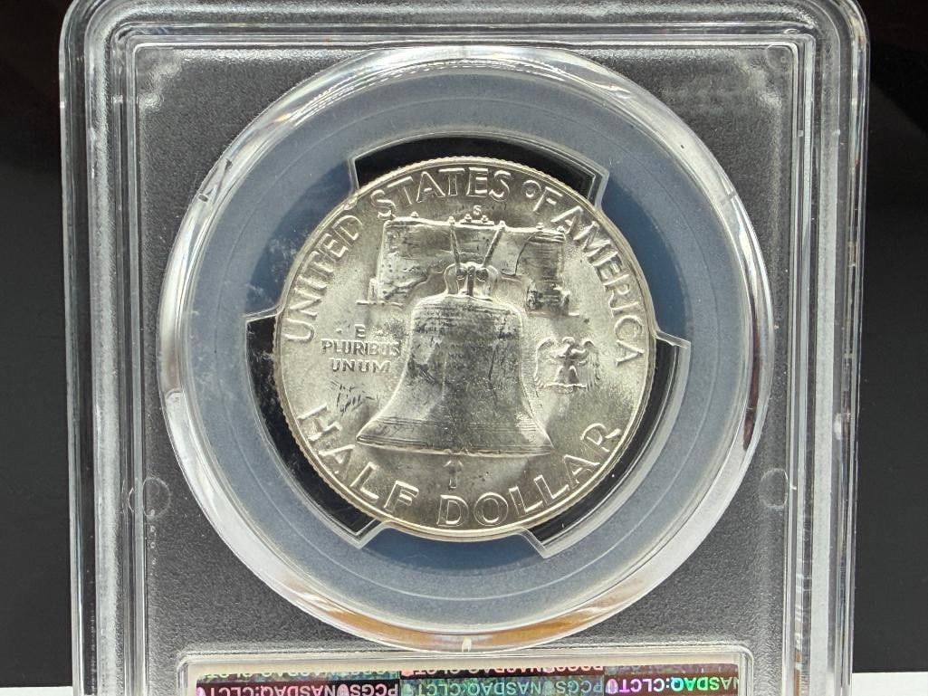 1952-S U.S. FRANKLIN SILVER HALF DOLLAR PCGS MS64 - 5