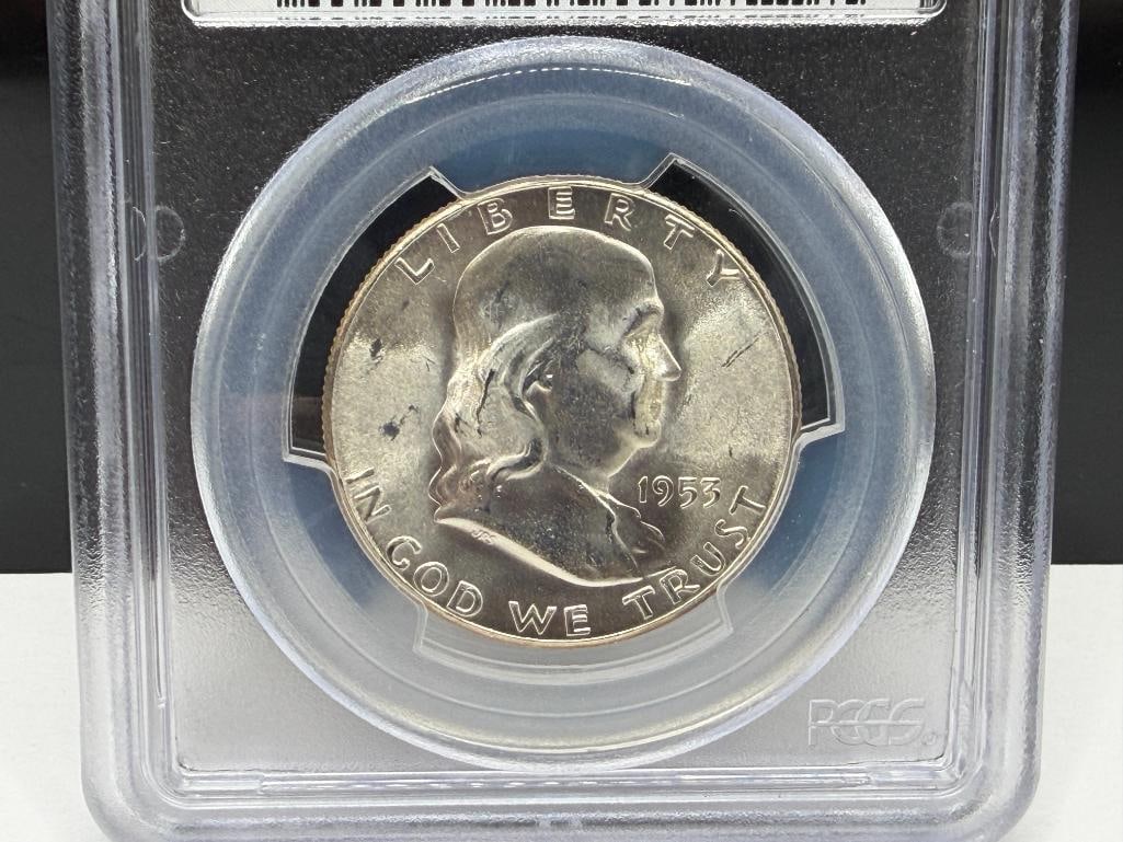 1953-S U.S. FRANKLIN SILVER HALF DOLLAR PCGS MS64 - 2