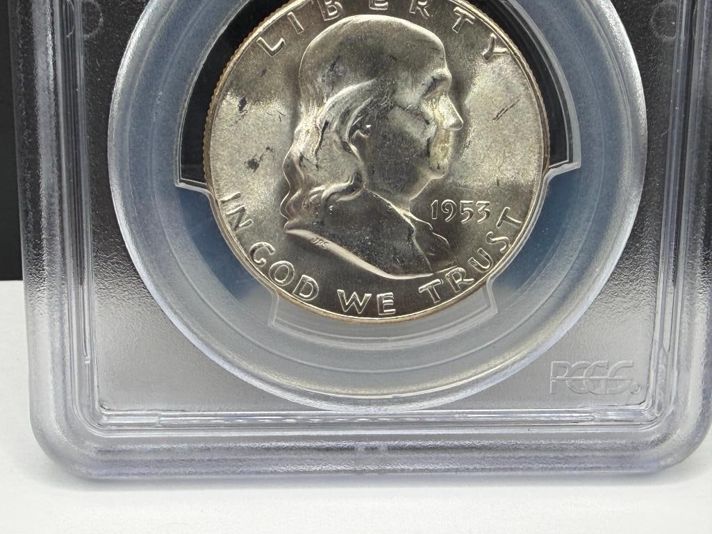 1953-S U.S. FRANKLIN SILVER HALF DOLLAR PCGS MS64 - 3
