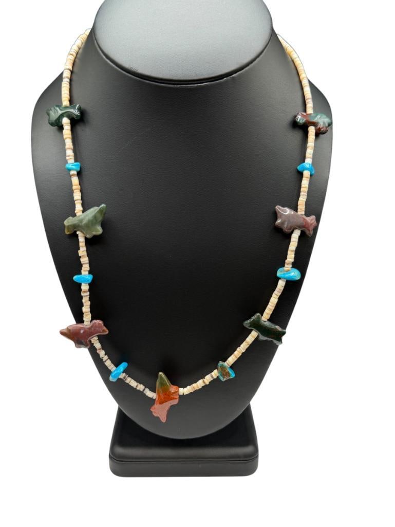 NATIVE AMERICAN HEISHI BEAD TURQUOISE FETISH NECKLACE (1 of 6)