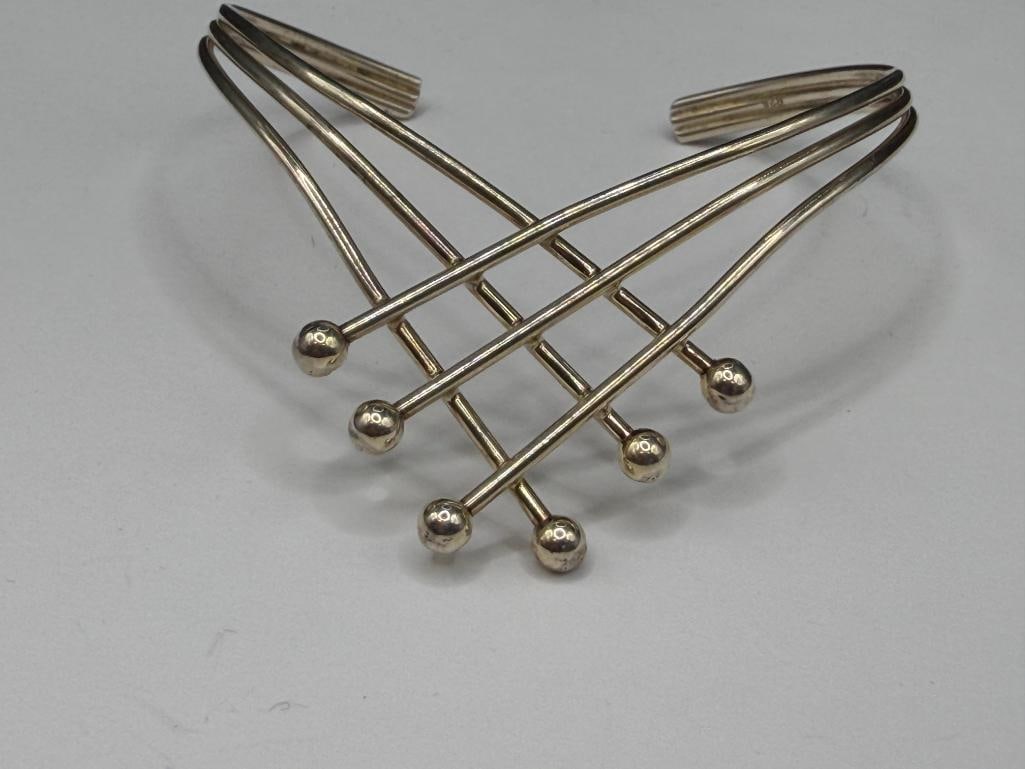 STERLING SILVER MODERNIST CUFF BRACELET - 2