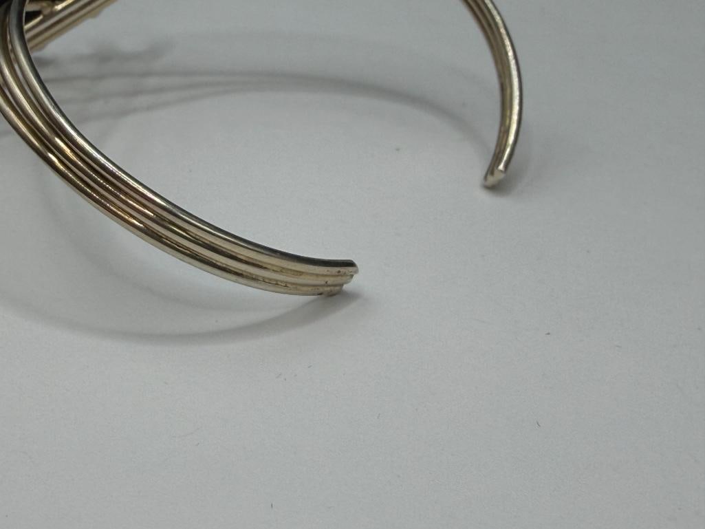 STERLING SILVER MODERNIST CUFF BRACELET - 4