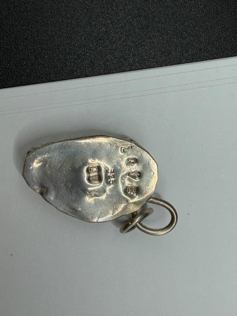 VINTAGE HANDMADE STERLING SILVER OPAL SPECIMEN PENDANT SIGNED BY ARTIST - 6