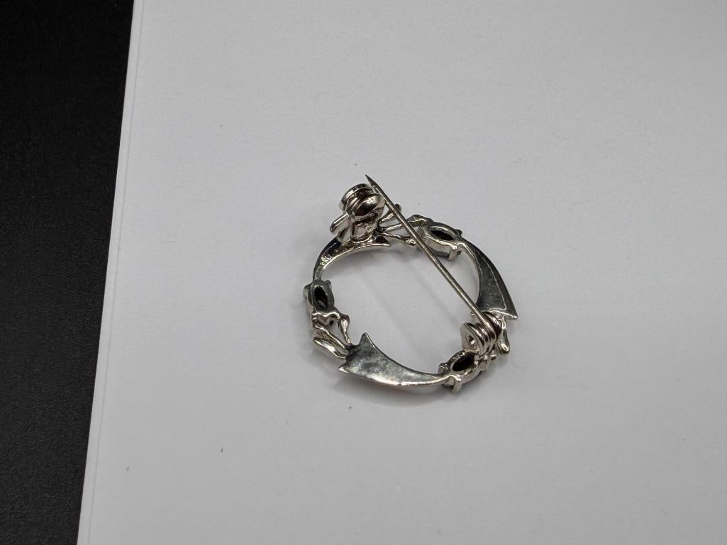 VINTAGE SILVER PLATED ALASKA JACK DESIGNS "BLACK DIAMOND" HEMATITE BROOCH - 4