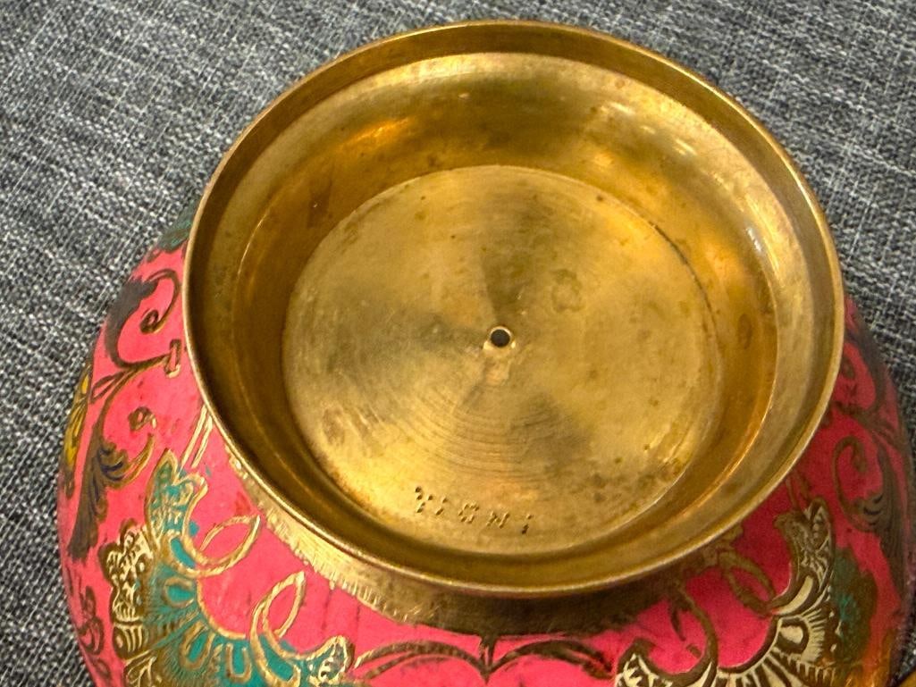 INDIA AND CHINESE CLOISONNE ENAMELED BRASS TABLE WARE - 11