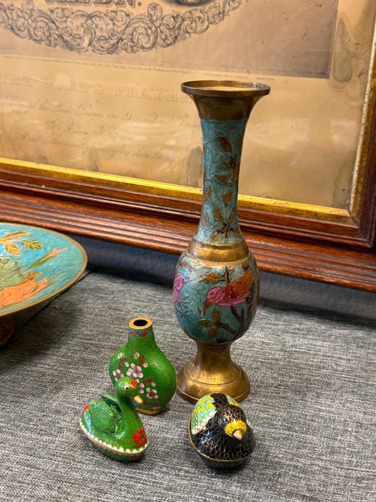 INDIA AND CHINESE CLOISONNE ENAMELED BRASS TABLE WARE - 2
