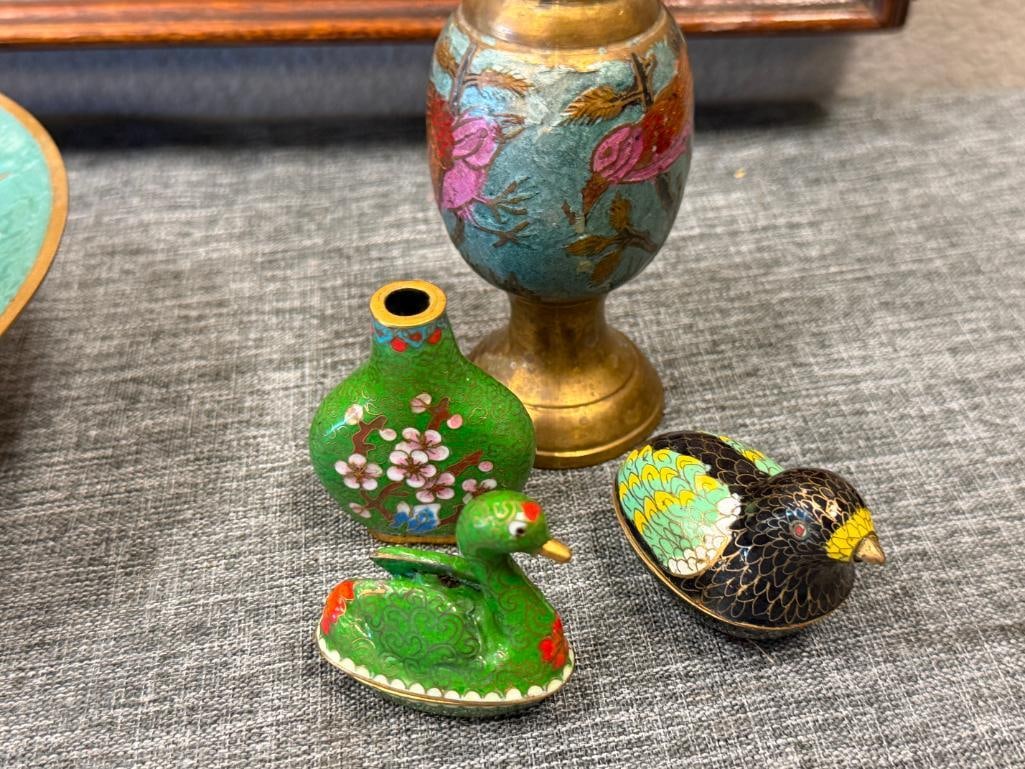 INDIA AND CHINESE CLOISONNE ENAMELED BRASS TABLE WARE - 3