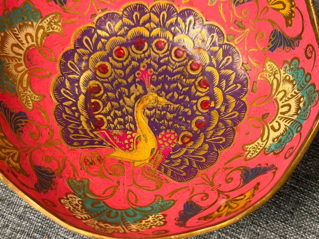 INDIA AND CHINESE CLOISONNE ENAMELED BRASS TABLE WARE - 8