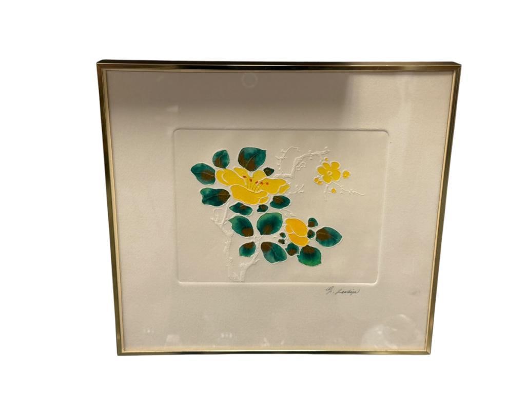 GUILLERMO ZUNIGA CALIFORNIA ARTIST EMBOSSED FLOWER BLOSSOM TREE (1 of 6)