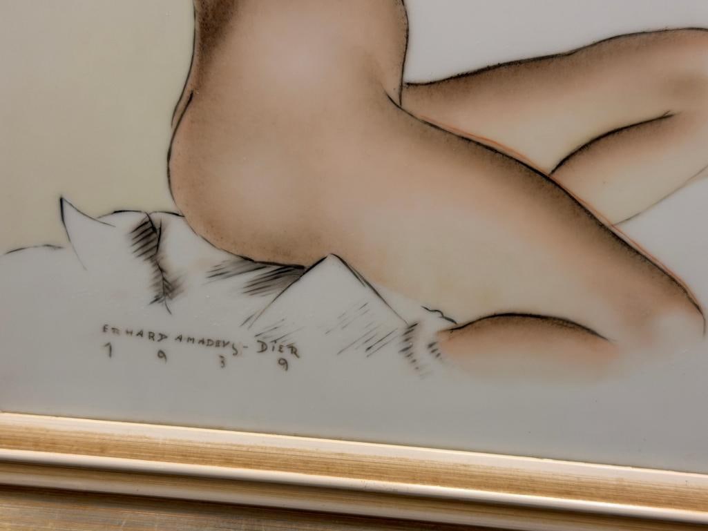 ROSENTHAL / KPM PORCELAIN WALL PLAQUES SEATED NUDE STUDIES BY ERHARD AMADEUS DIER CIRCA 1930'S - 4