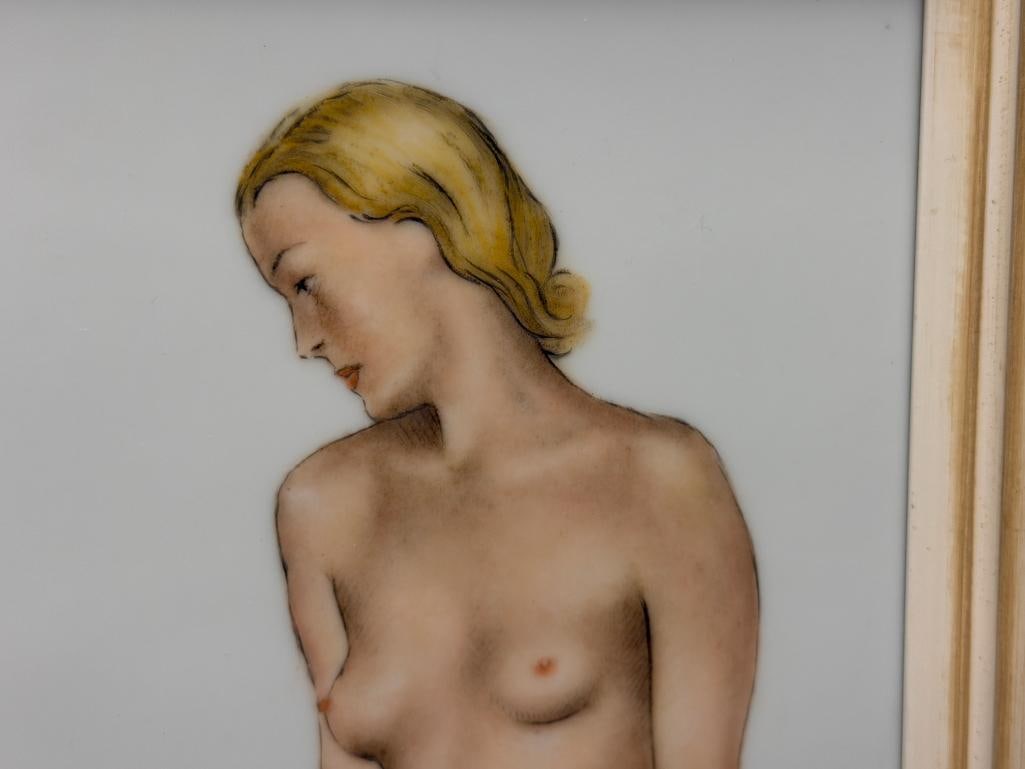 ROSENTHAL / KPM PORCELAIN WALL PLAQUES SEATED NUDE STUDIES BY ERHARD AMADEUS DIER CIRCA 1930'S - 7