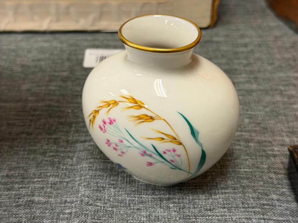 VINTAGE HEINRICH H&C SELB BAVARIA PORCELAIN VASES SUMMER / SOMMER PATTERN MADE IN GERMANY - 7