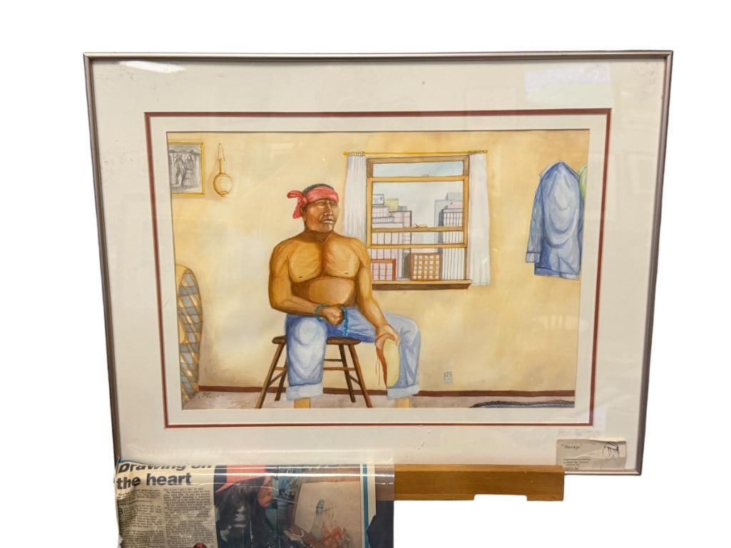 MACK NEZ JOHNSON SHOSHONE - NAVAJO MOUTH-STICK NEVADA ARTIST ORIGINAL WATERCOLOR ON PAPER PAINTING (1 of 11)