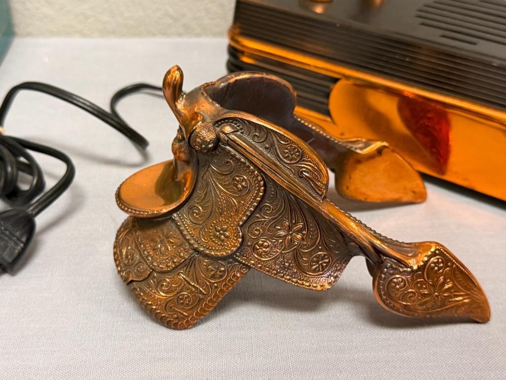 MID-CENTURY ABBOTWARES NOVELTY RADIO MODEL NO Z477 COPPER PLATED HORSE FIGURINE - 7