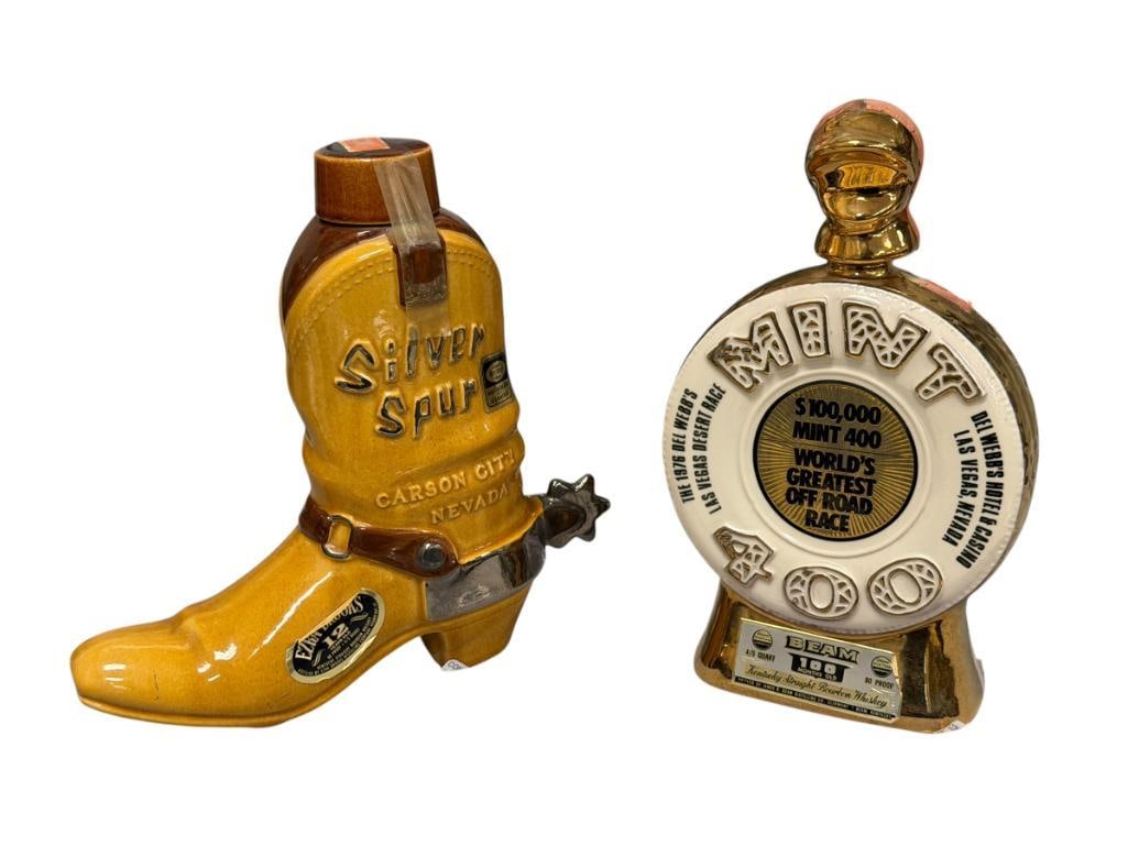 SILVER SPUR CASINO BOOT AND MINT 400 RACE LAS VEGAS COLLECTIBLE LIQUOR DECANTERS (1 of 12)