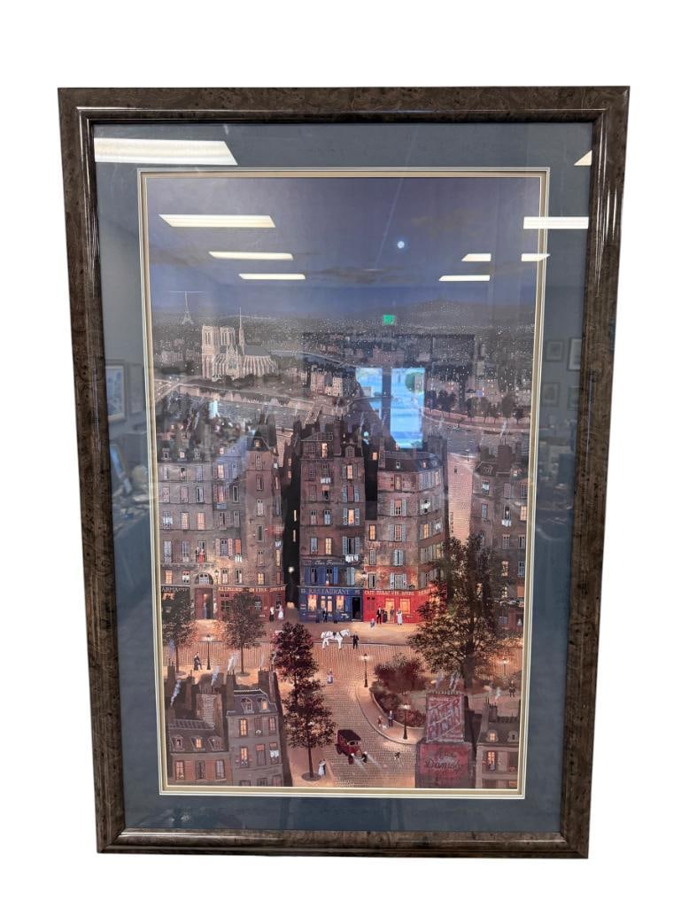 MICHAEL DELACROIX 20TH CENTURY FRENCH ARTIST LARGE PRINT PARIS LA NUIT PARIS AT NIGHT (1 of 10)