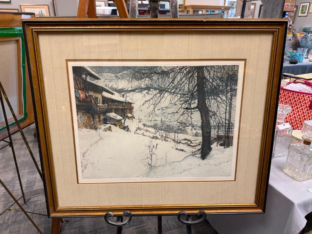 LUIGI KASIMIR RENOWNED AUSTRO-HUNGARIAN PRINT MAKER COLOR ETCHING CORTINA D'AMPEZZO - 2