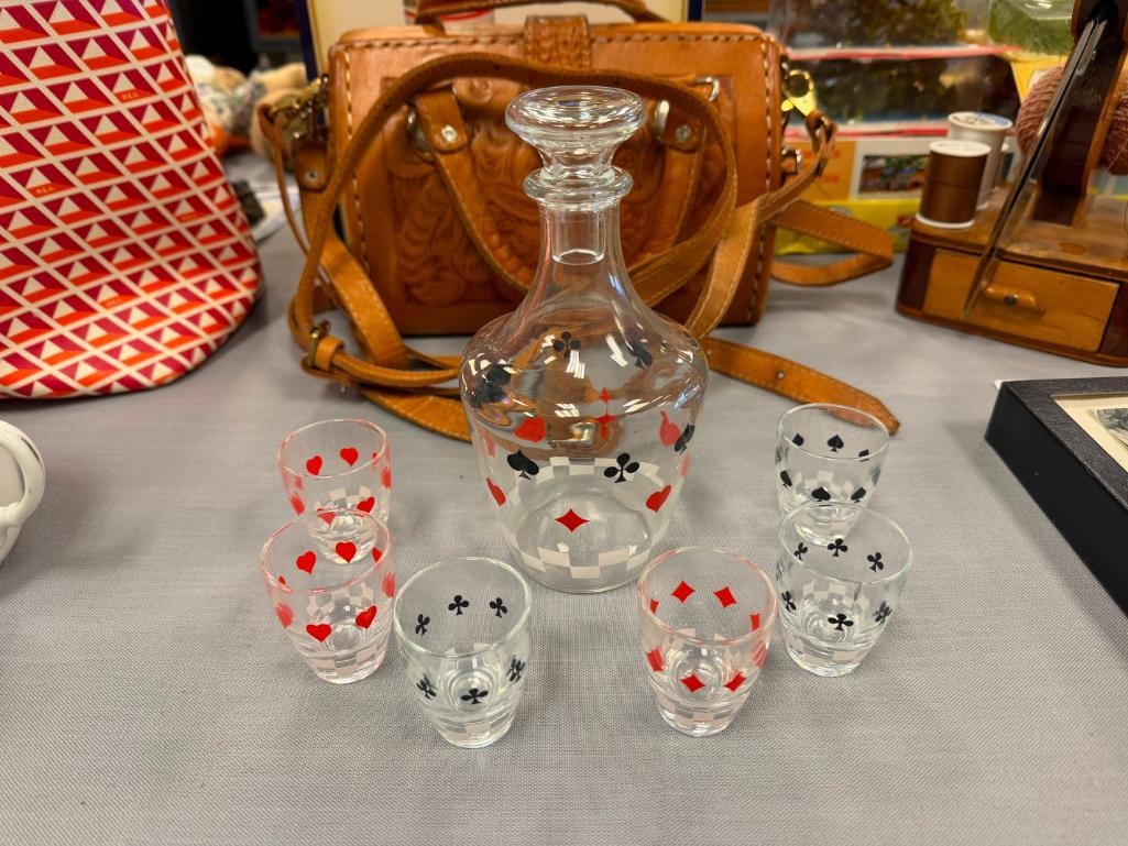 MID-CENTURY FRENCH POKER THEMED DECANTER SET VERRIERIE D'ARQUES / DURAND - 2