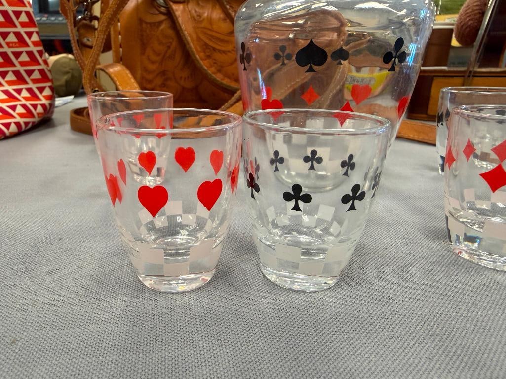 MID-CENTURY FRENCH POKER THEMED DECANTER SET VERRIERIE D'ARQUES / DURAND - 3