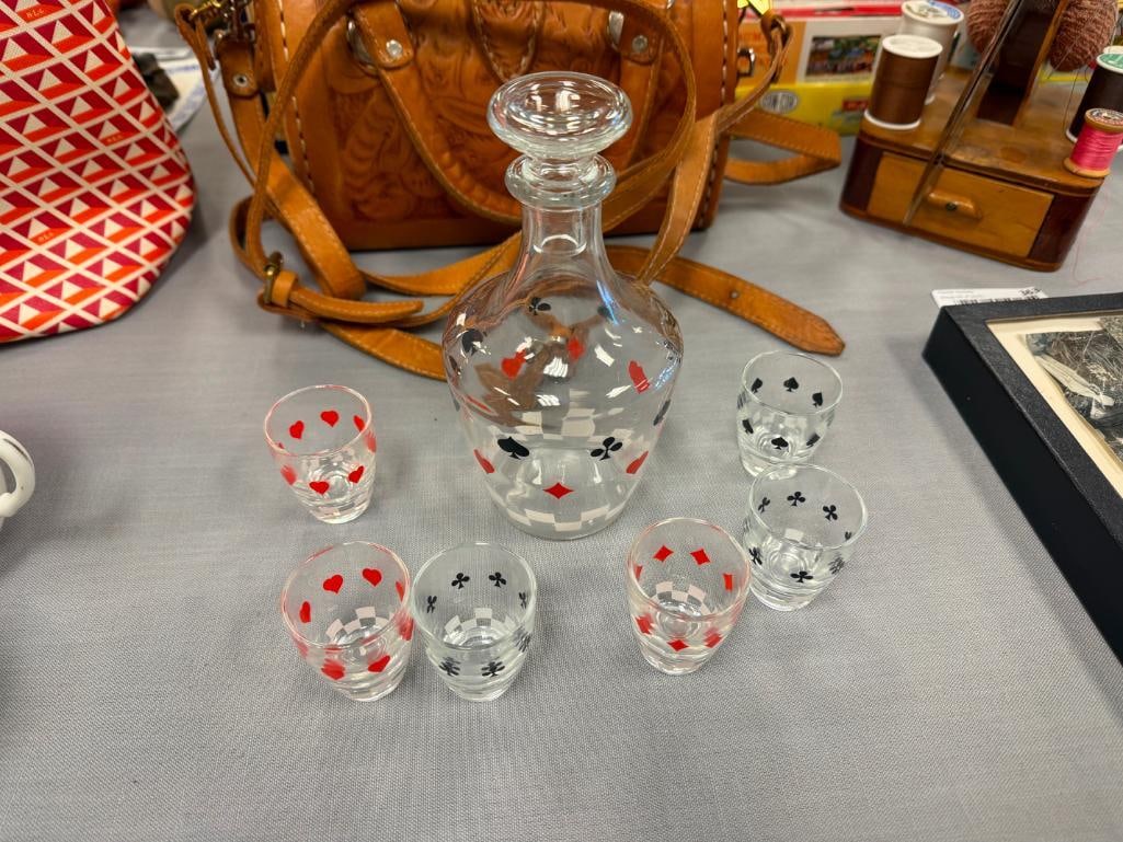 MID-CENTURY FRENCH POKER THEMED DECANTER SET VERRIERIE D'ARQUES / DURAND - 6