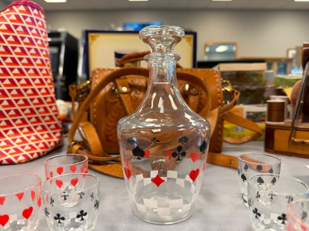 MID-CENTURY FRENCH POKER THEMED DECANTER SET VERRIERIE D'ARQUES / DURAND - 7