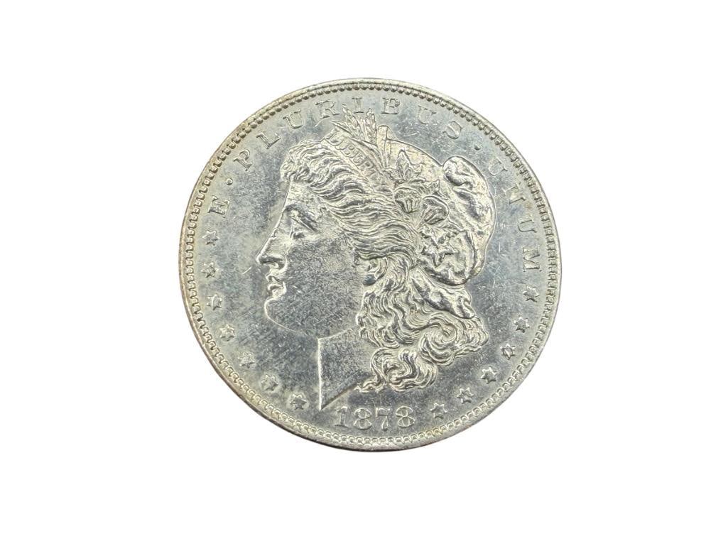 1878 U.S. MORGAN SILVER DOLLAR AU: 90% SILVER