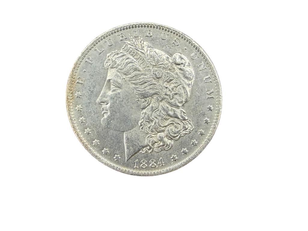 1884-O U.S. MORGAN SILVER DOLLAR AU: 90% SILVER