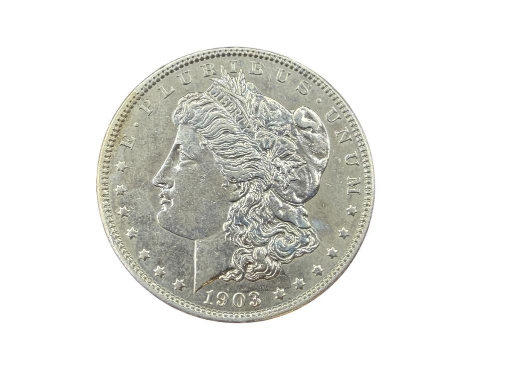 1903 U.S. MORGAN SILVER DOLLAR AU: 90% SILVER