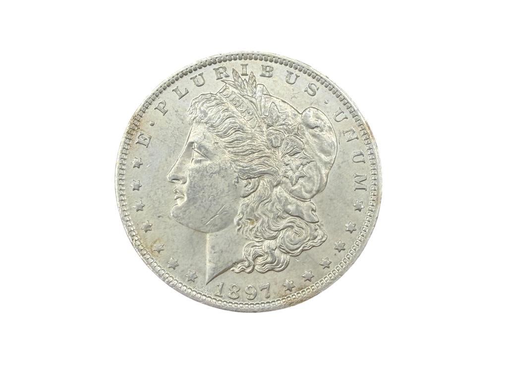 1897 U.S. MORGAN SILVER DOLLAR BU: 90% SILVER