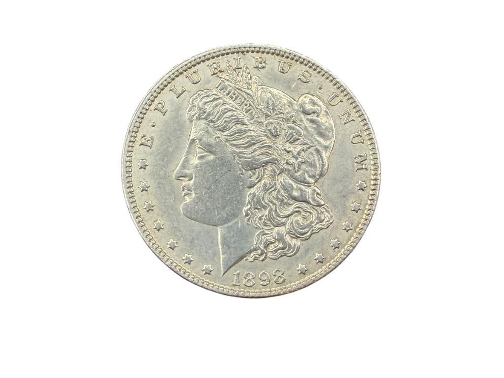 1898 U.S. MORGAN SILVER DOLLAR: 90% SILVER