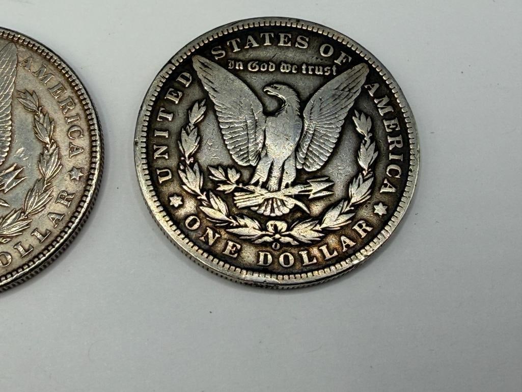 FIVE U.S. MORGAN SILVER DOLLARS FEATURING VARIOUS DATES AND MINT MARKS - 5