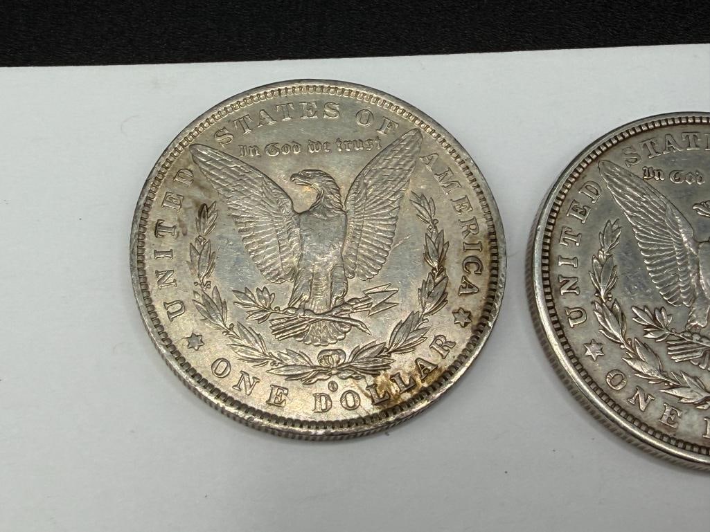 FIVE U.S. MORGAN SILVER DOLLARS FEATURING VARIOUS DATES AND MINT MARKS - 9