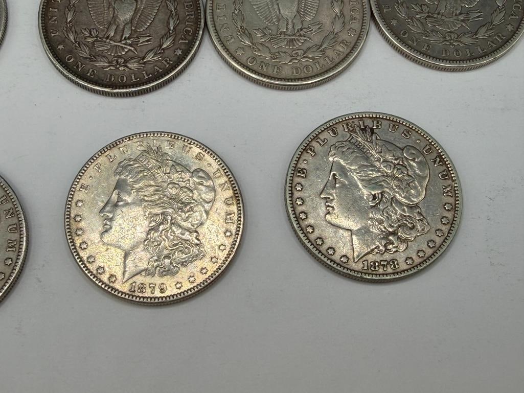 10 U.S. MORGAN SILVER DOLLARS FEATURING VARIOUS DATES AND MINT MARKS - 8