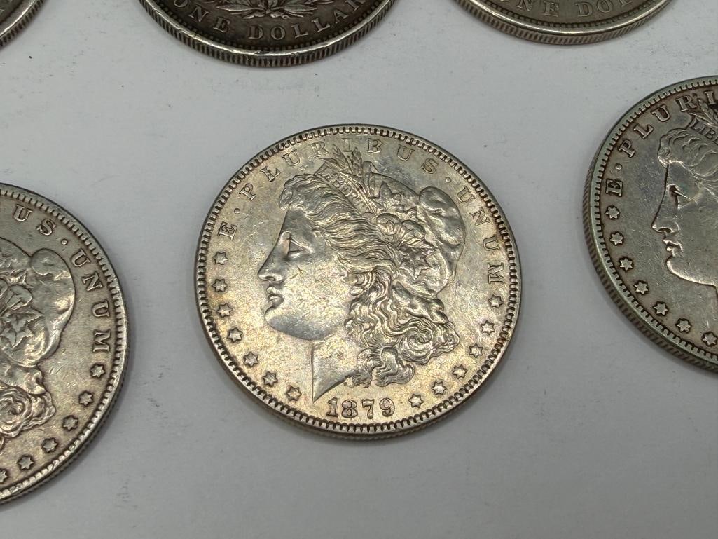 10 U.S. MORGAN SILVER DOLLARS FEATURING VARIOUS DATES AND MINT MARKS - 9