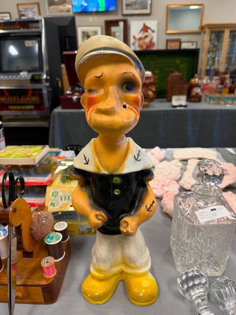 VINTAGE 1940'S POPEYE THE SAILOR CHALKWARE STATUE - 3