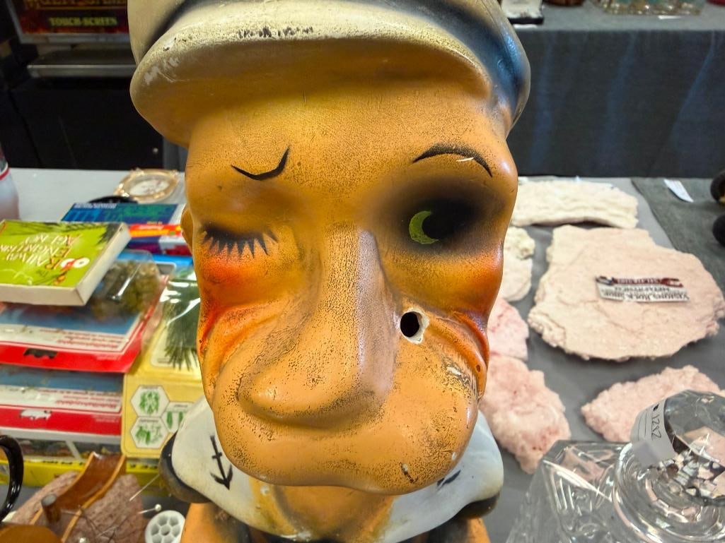 VINTAGE 1940'S POPEYE THE SAILOR CHALKWARE STATUE - 4
