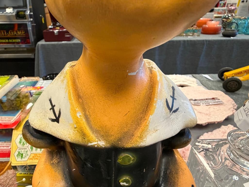 VINTAGE 1940'S POPEYE THE SAILOR CHALKWARE STATUE - 6