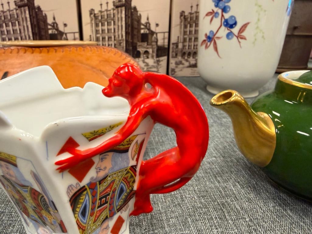 EARLY 20TH CENTURY ROYAL BAYREUTH DEVIL AND CARDS PORCELAIN PITCHERS MADE IN GERMANY - 11