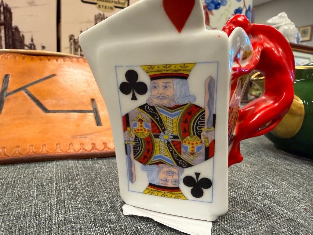 EARLY 20TH CENTURY ROYAL BAYREUTH DEVIL AND CARDS PORCELAIN PITCHERS MADE IN GERMANY - 9