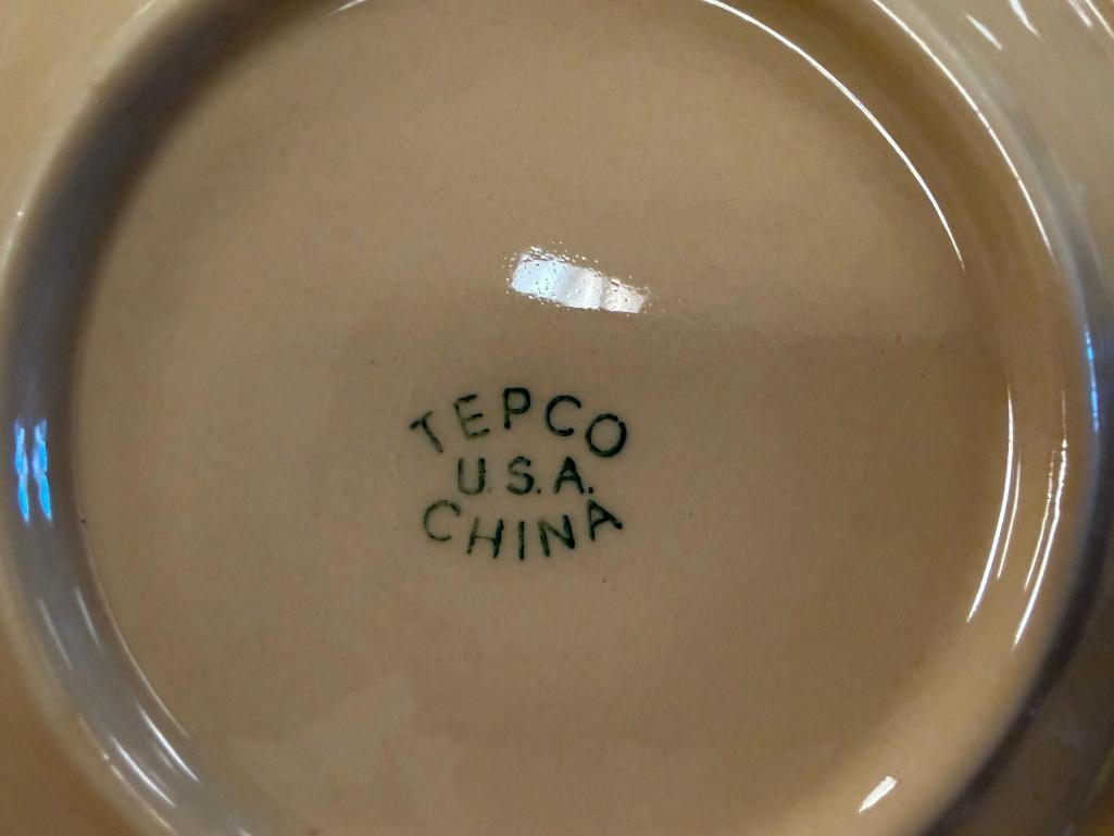 VINTAGE HAROLD'S CLUB HOTEL / CASINO TEPCO CHINA RESTAURANT DISHES AND TOOLED LETHER MATS - 7