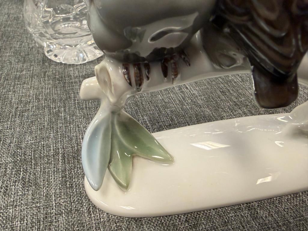 VINTAGE ROSENTHAL PORCELAIN FIGURINE OF THREE PERCHED SPARROWS DESIGNED BY KARL HIMMELSTOSS - 5