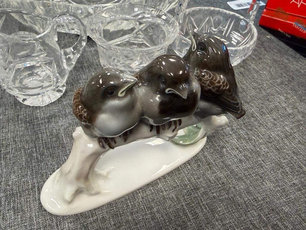 VINTAGE ROSENTHAL PORCELAIN FIGURINE OF THREE PERCHED SPARROWS DESIGNED BY KARL HIMMELSTOSS - 6
