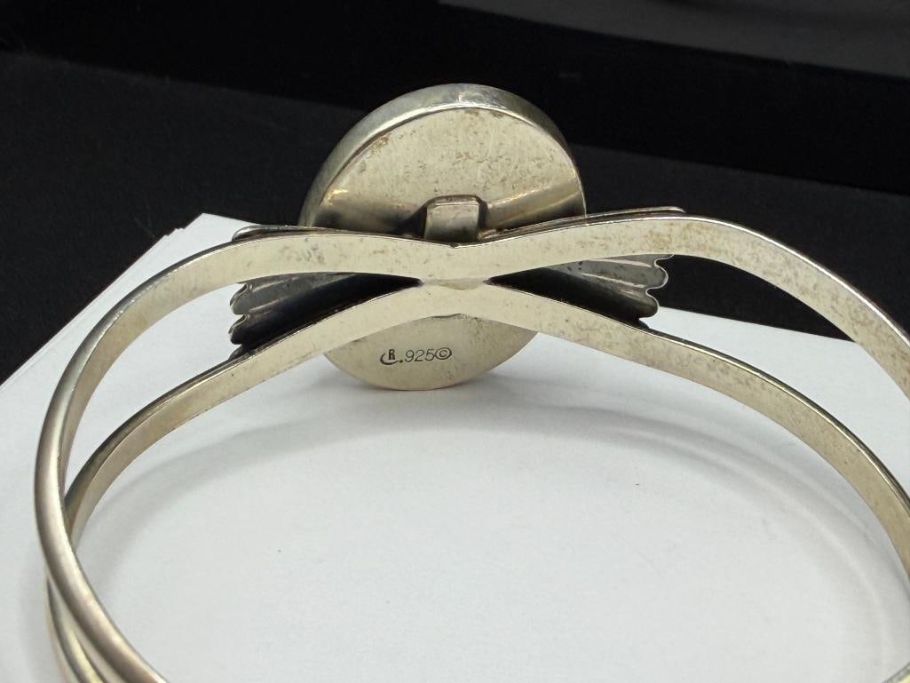 CAROLYN POLLACK DESIGNER SIGNED STERLING SILVER RHODOCHROSITE CUFF BRACELET - 5